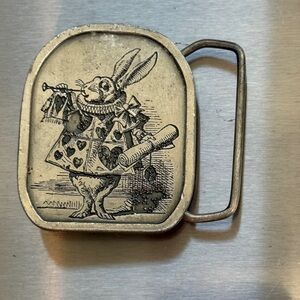 Vintage 1970s Alice in Wonderland Belt Buckle by Bergamot Brass Works